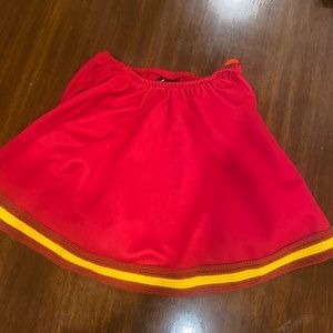 HERITAGE red and gold girls skirt with crochet hem